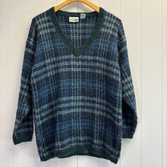 Vintage Paul Harris Design Womens Academia Plaid Mohair Blend Sweater Size‎ S - Picture 1 of 7